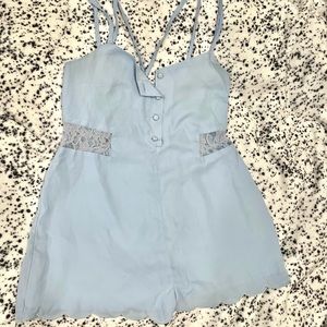 LACE SLIP DRESS SCALLOP BLUE ROMPER